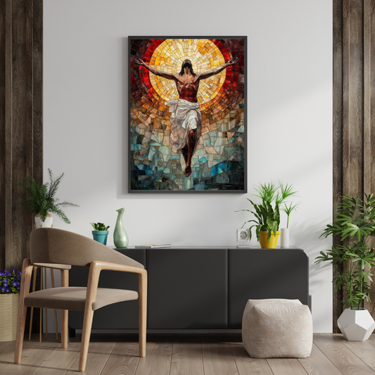 Sacred Light of Redemption Wall Poster β Stained GlassβInspired Spiritual Art | Chilekotha