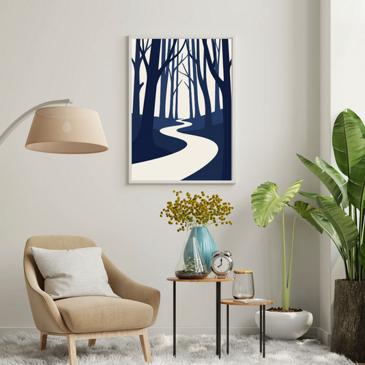 Winding Path Forest Wall Poster | Minimalist Nature Art Print by Chilekotha