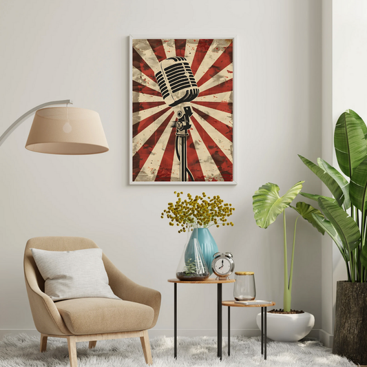 Voice of Vintage – Retro Microphone Art Wall Poster | Chilekotha