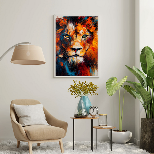 Majestic Lion – Abstract Expression Framed Wall Poster | Chilekotha
