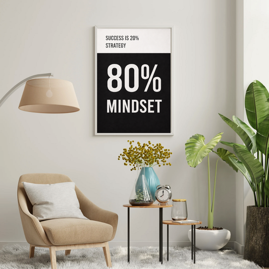 80% Mindset – Bold Success Quote Framed Poster
