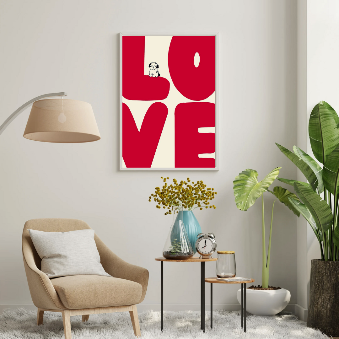 LOVE Bold Typography Framed Poster – Modern Minimal Wall Art