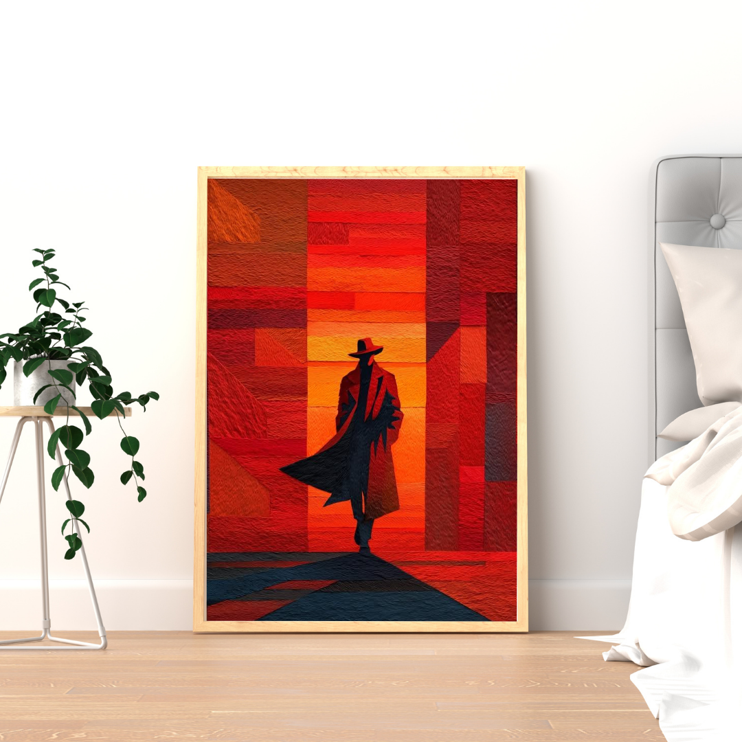 Crimson Wanderer – Abstract Noir Silhouette Framed Wall Poster | Chilekotha