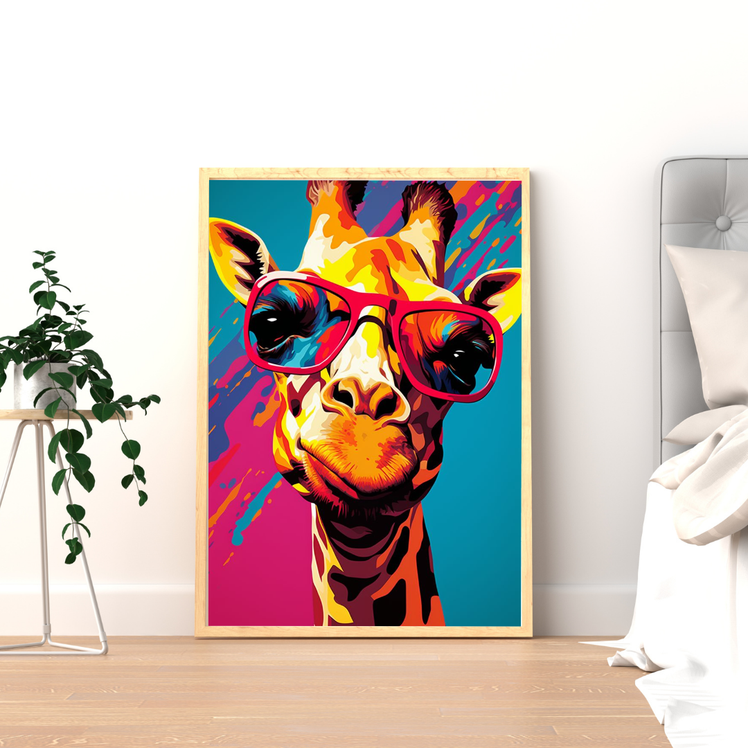 Cool Giraffe Pop Art Wall Poster – Bold Animal Art for Modern Spaces | Chilekotha