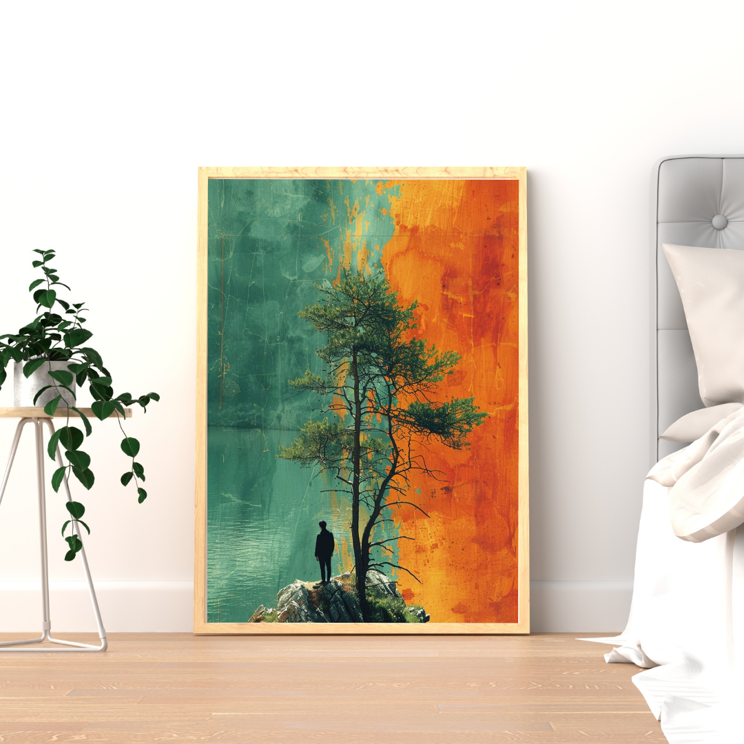 Between Silence & Fire – Contemporary Nature Art Framed Poster | Chilekotha