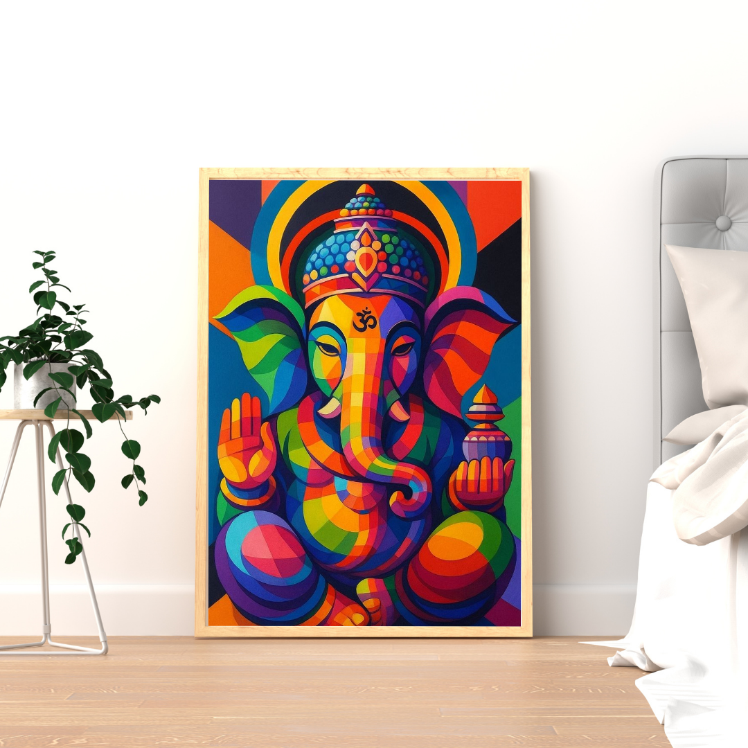 Divine Harmony Ganesha Wall Poster – Modern Spiritual Pop Art | Chilekotha