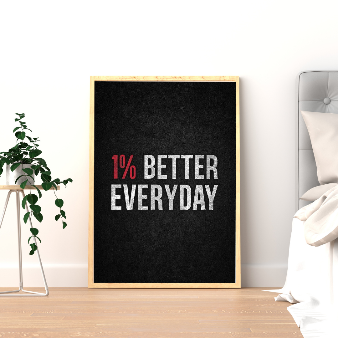 1% Better Everyday – Minimalist Motivation Typography Wall Poster | Chilekotha