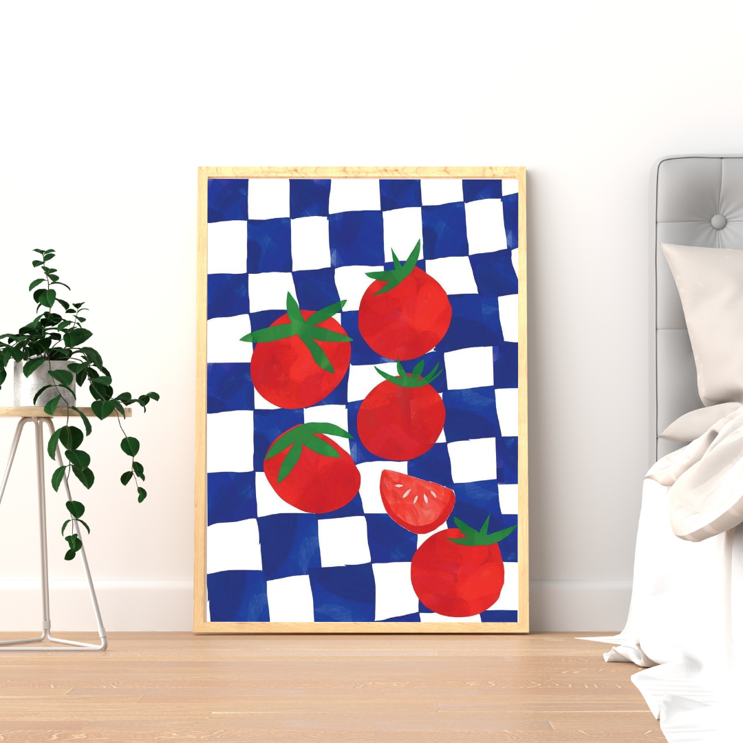 Tomato Check – Modern Kitchen Art Framed Poster | Chilekotha