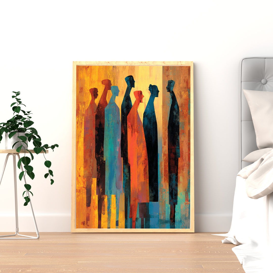 Echoes of Humanity Wall Poster – Abstract Figurative Art in Warm & Cool Tones | Chilekotha