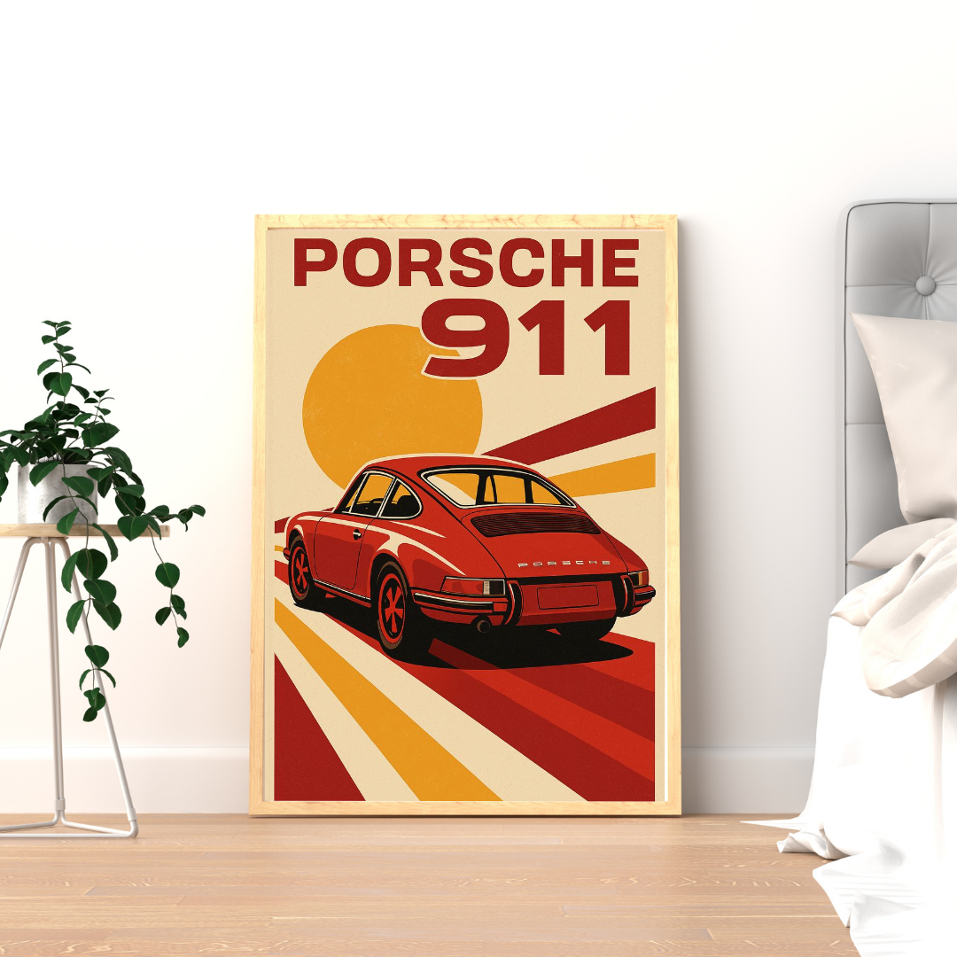Retro 911 Speed Icon – Classic Sports Car Inspired Wall Poster | Chilekotha