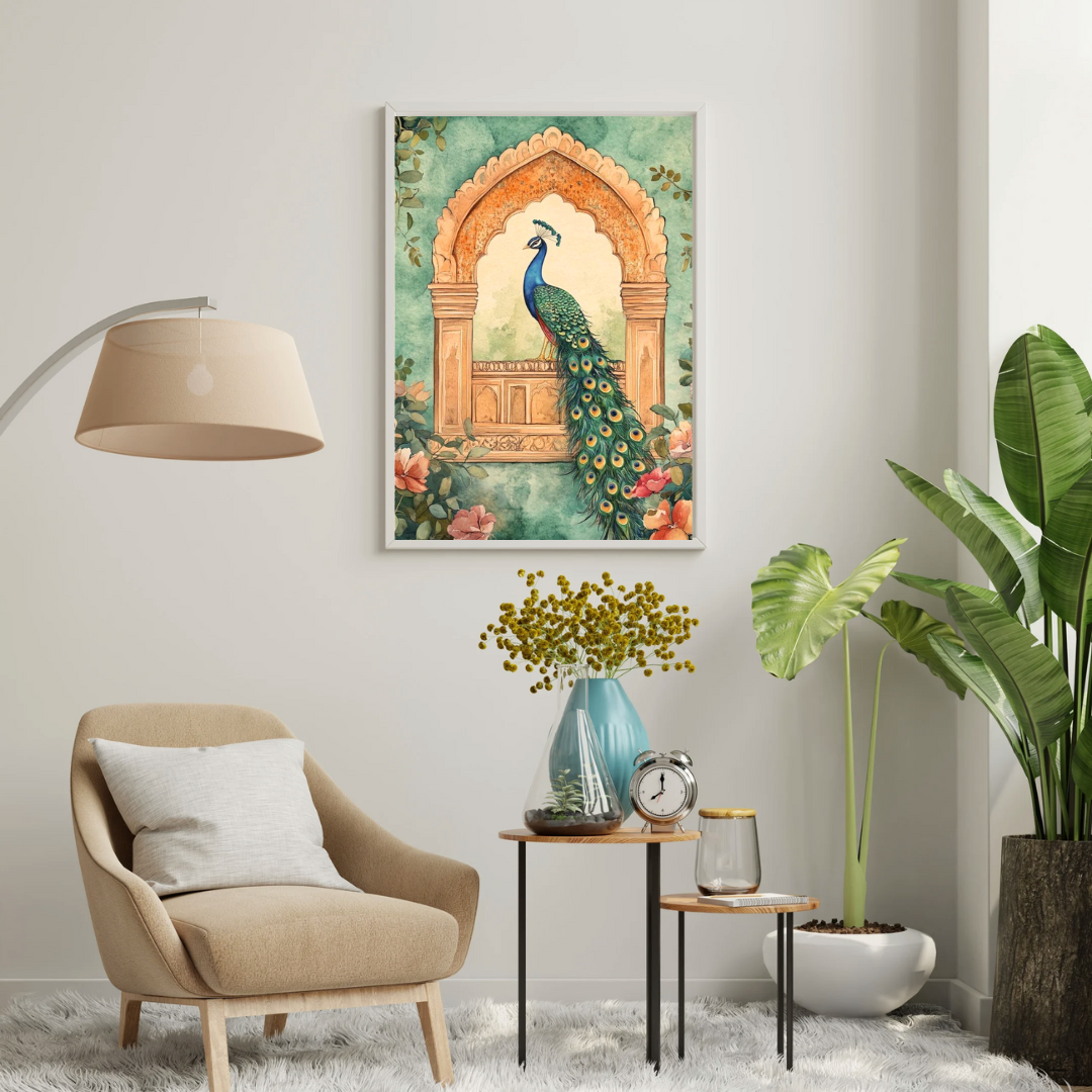 Royal Peacock Arch Framed Poster | Heritage Indian Wall Art by Chilekotha