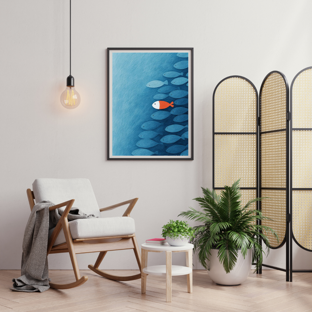 Swim Against the Current – Minimalist Concept Framed Poster