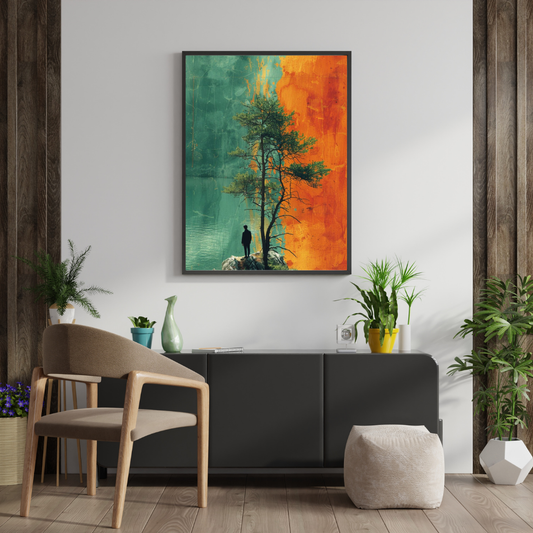 Between Silence & Fire – Contemporary Nature Art Framed Poster | Chilekotha
