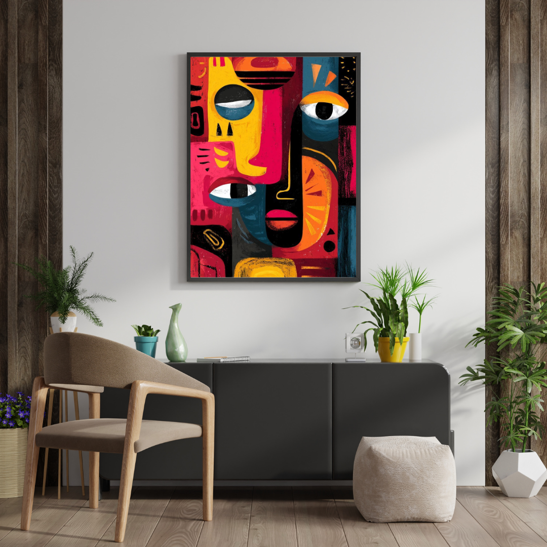 Fragments of Identity Wall Poster – Bold Abstract Face Art in Vibrant Colors | Chilekotha
