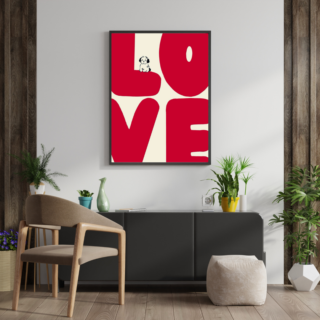 LOVE Bold Typography Framed Poster – Modern Minimal Wall Art