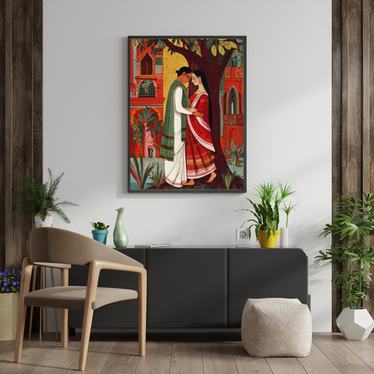Sacred Union – Traditional Indian Folk Romance Framed Wall Poster | Chilekotha