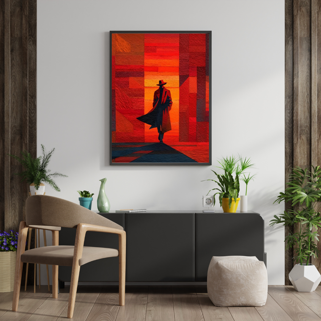 Crimson Wanderer – Abstract Noir Silhouette Framed Wall Poster | Chilekotha