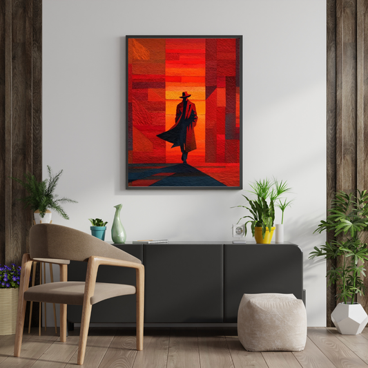 Crimson Wanderer – Abstract Noir Silhouette Framed Wall Poster | Chilekotha