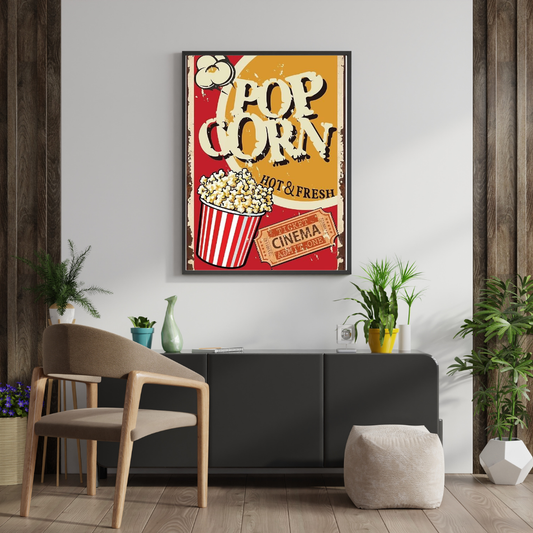 Popcorn Nights – Retro Cinema Wall Poster