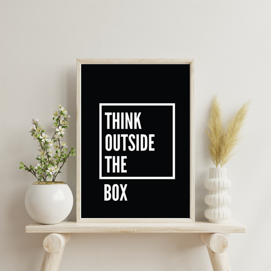 Think Outside the Box – Modern Minimal Typography Framed Poster