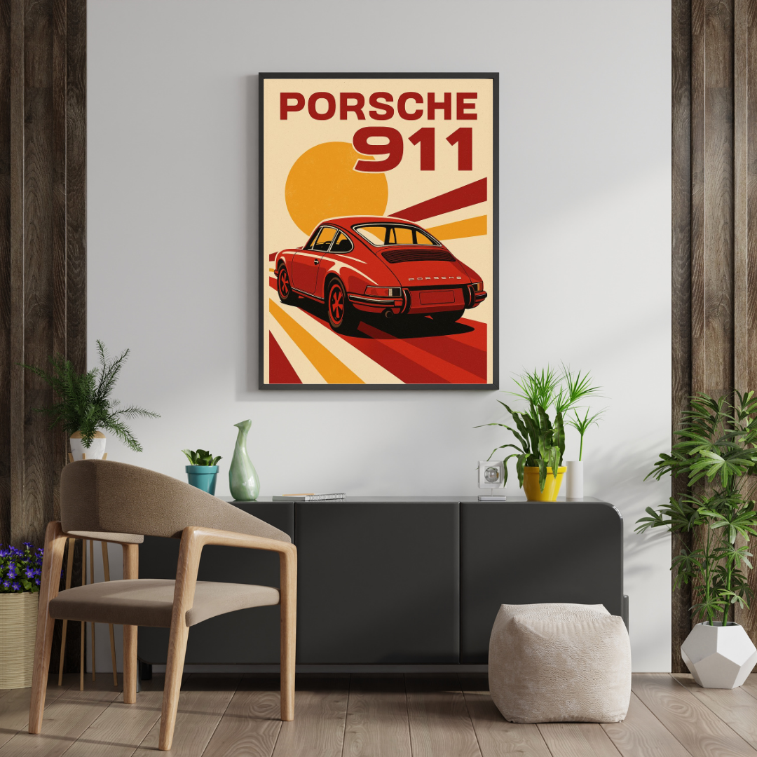 Retro 911 Speed Icon – Classic Sports Car Inspired Wall Poster | Chilekotha