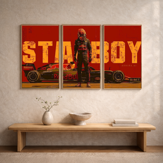 Starboy Triptych Framed Poster Set – Motorsport Power Wall Art (3-Panel Combo)