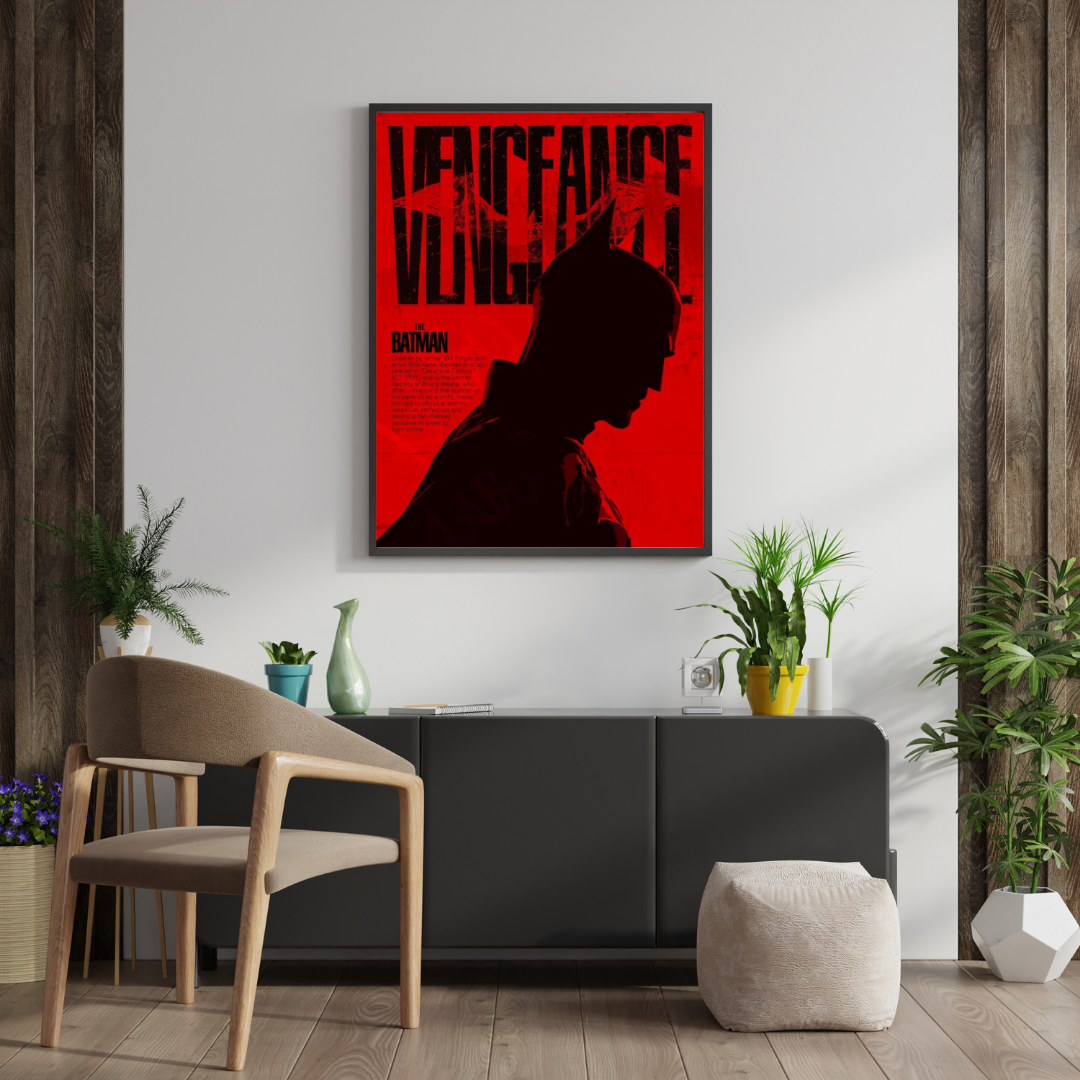 Vengeance Rises – Dark Vigilante Silhouette Wall Poster