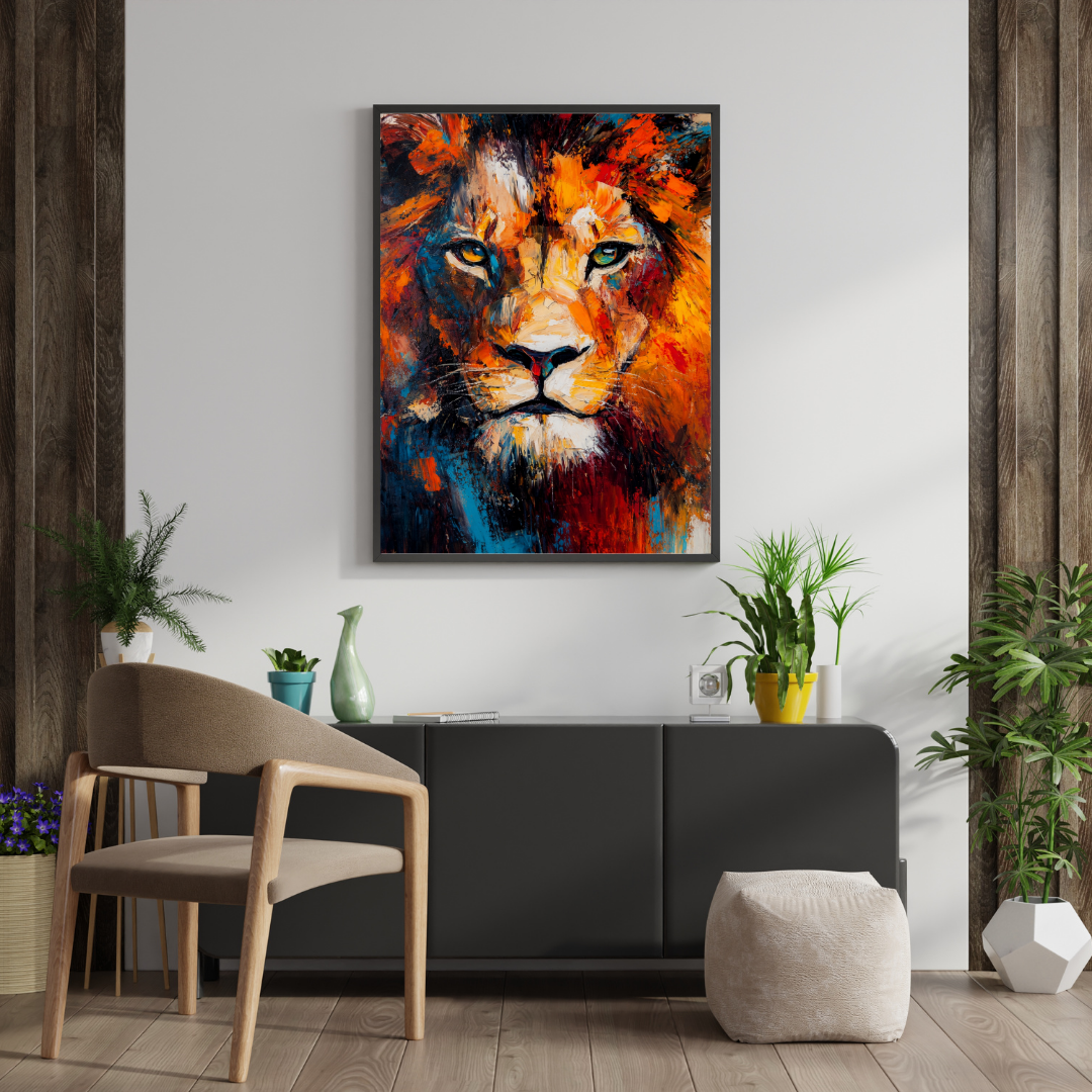 Majestic Lion – Abstract Expression Framed Wall Poster | Chilekotha