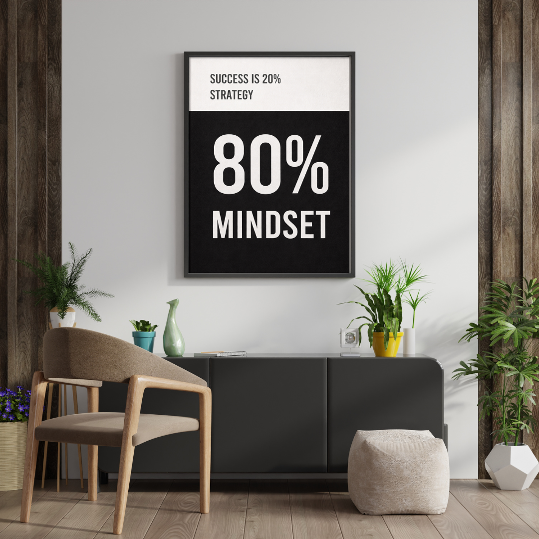 80% Mindset – Bold Success Quote Framed Poster