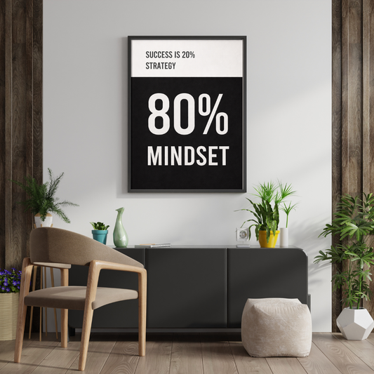 80% Mindset – Bold Success Quote Framed Poster