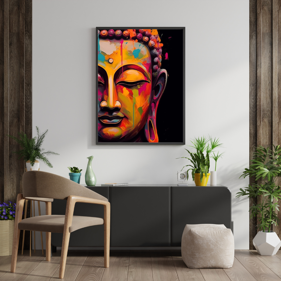 Awakened Serenity Wall Poster – Colorful Buddha Meditation Art | Chilekotha
