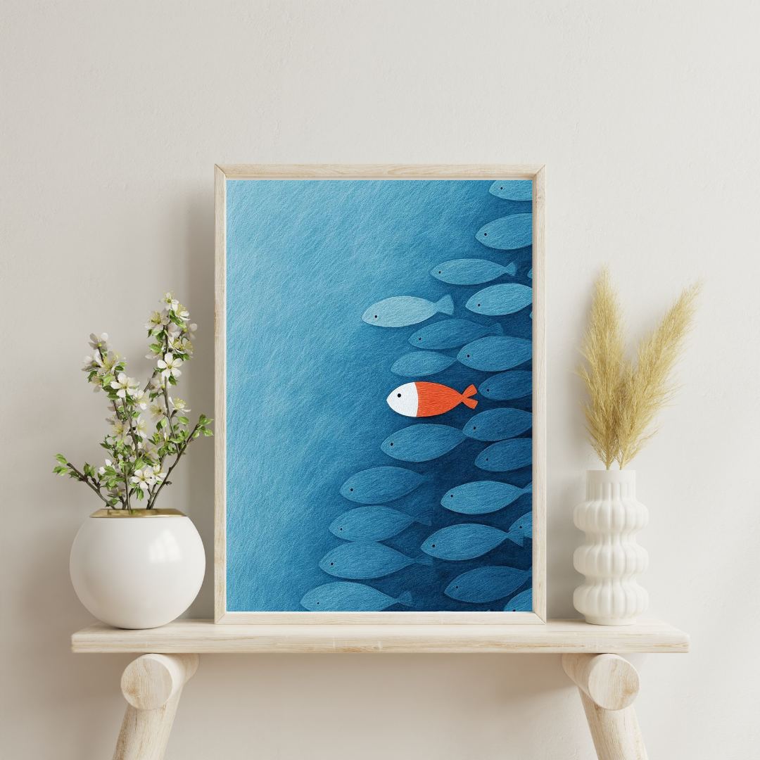 Swim Against the Current – Minimalist Concept Framed Poster