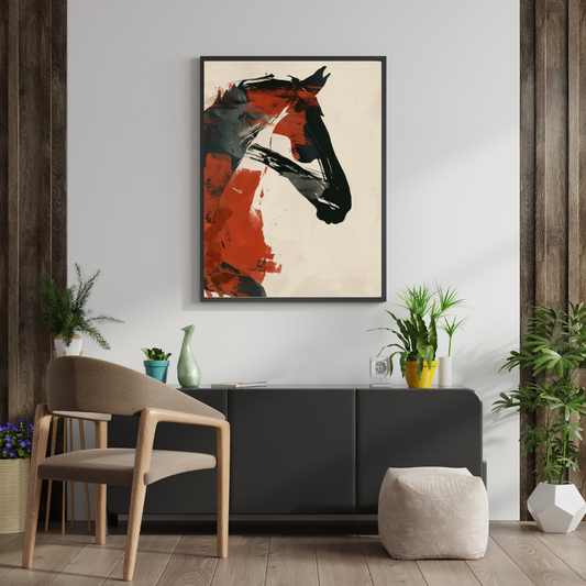 Untamed Spirit Abstract Horse Wall Poster – Modern Brushstroke Art in Earth Tones | Chilekotha