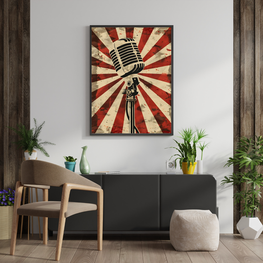 Voice of Vintage – Retro Microphone Art Wall Poster | Chilekotha