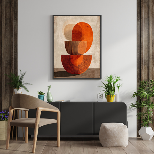 Terracotta Balance Abstract Wall Poster – Modern Geometric Minimal Art | Chilekotha