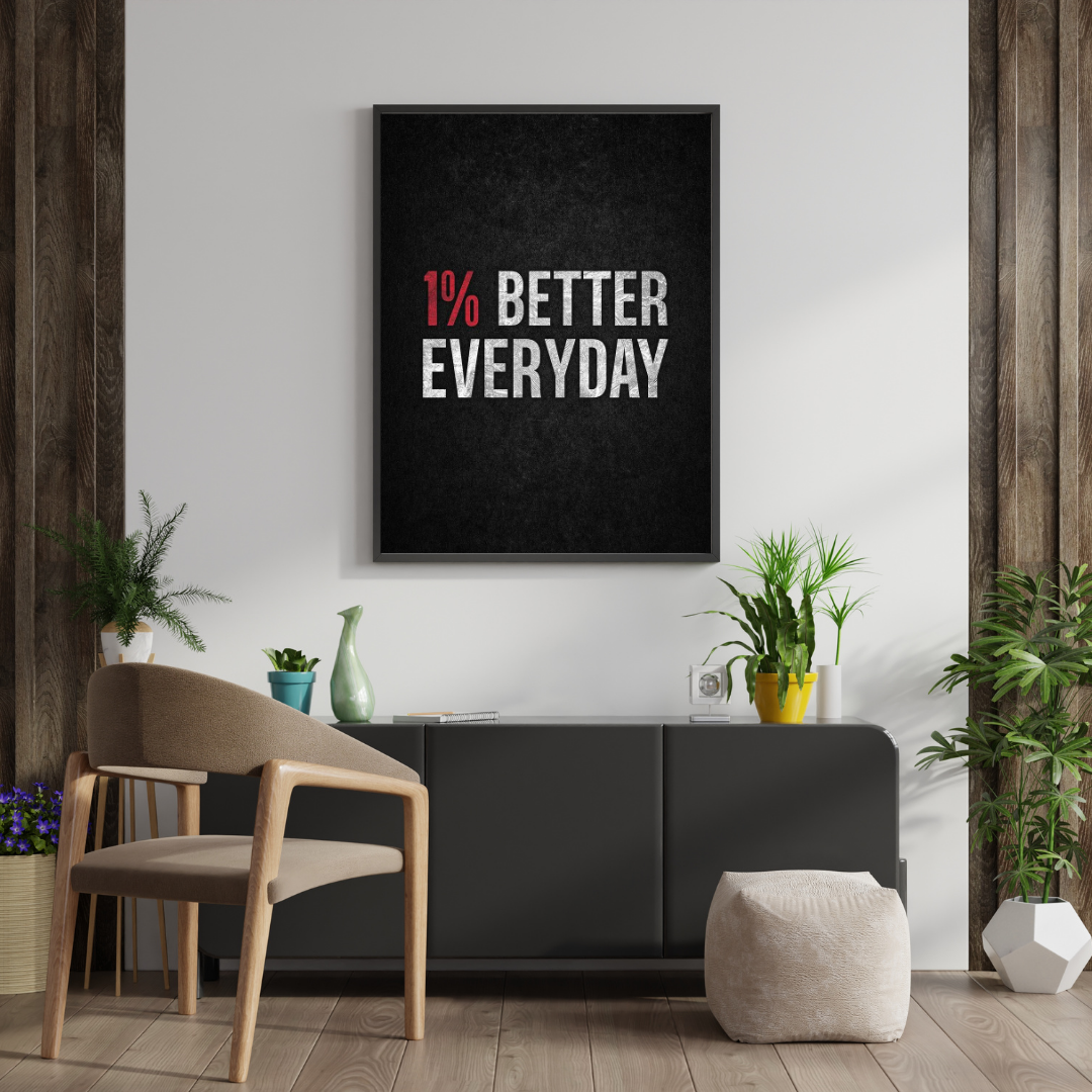 1% Better Everyday – Minimalist Motivation Typography Wall Poster | Chilekotha