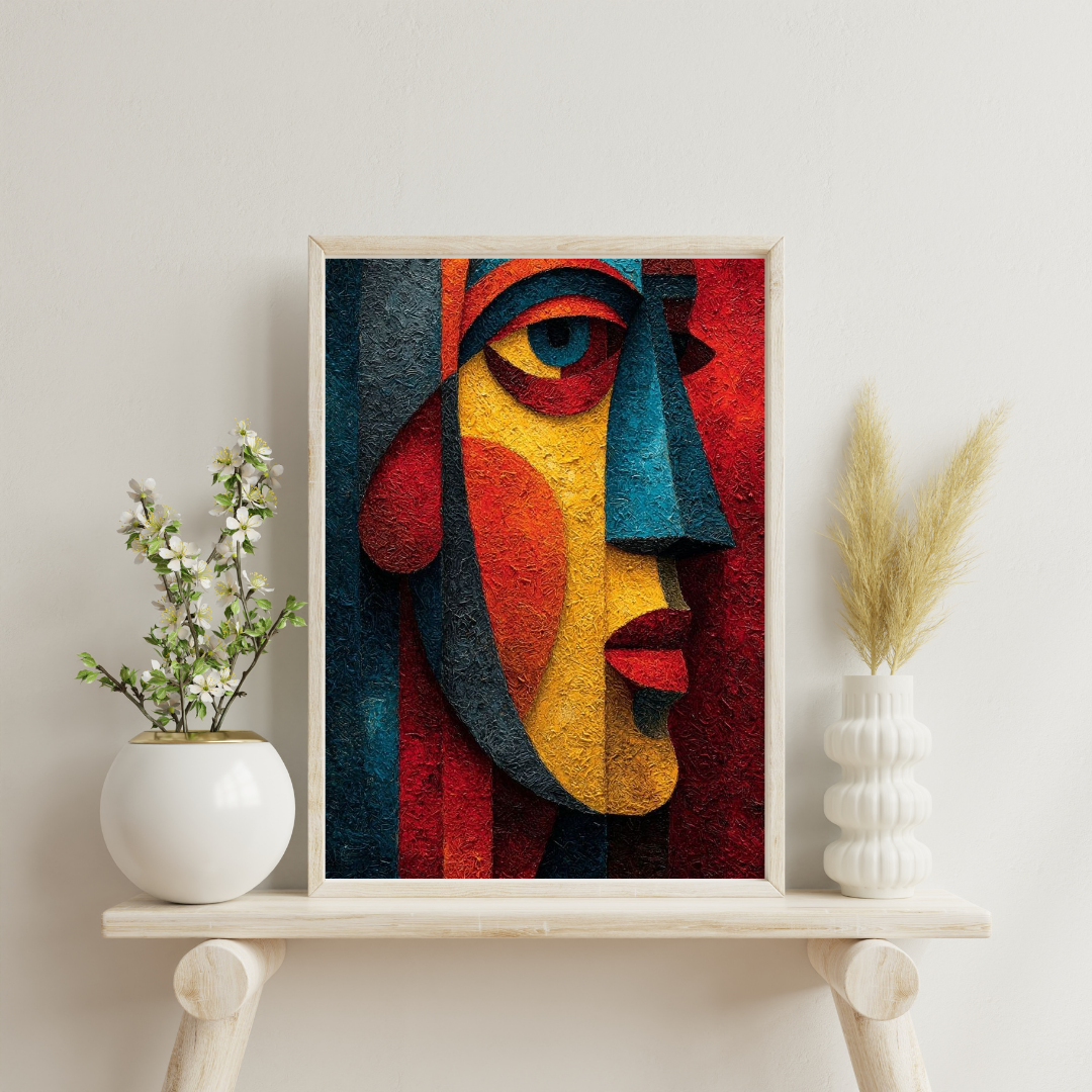 Fragments of Emotion | Modern Abstract Face Framed Art Poster