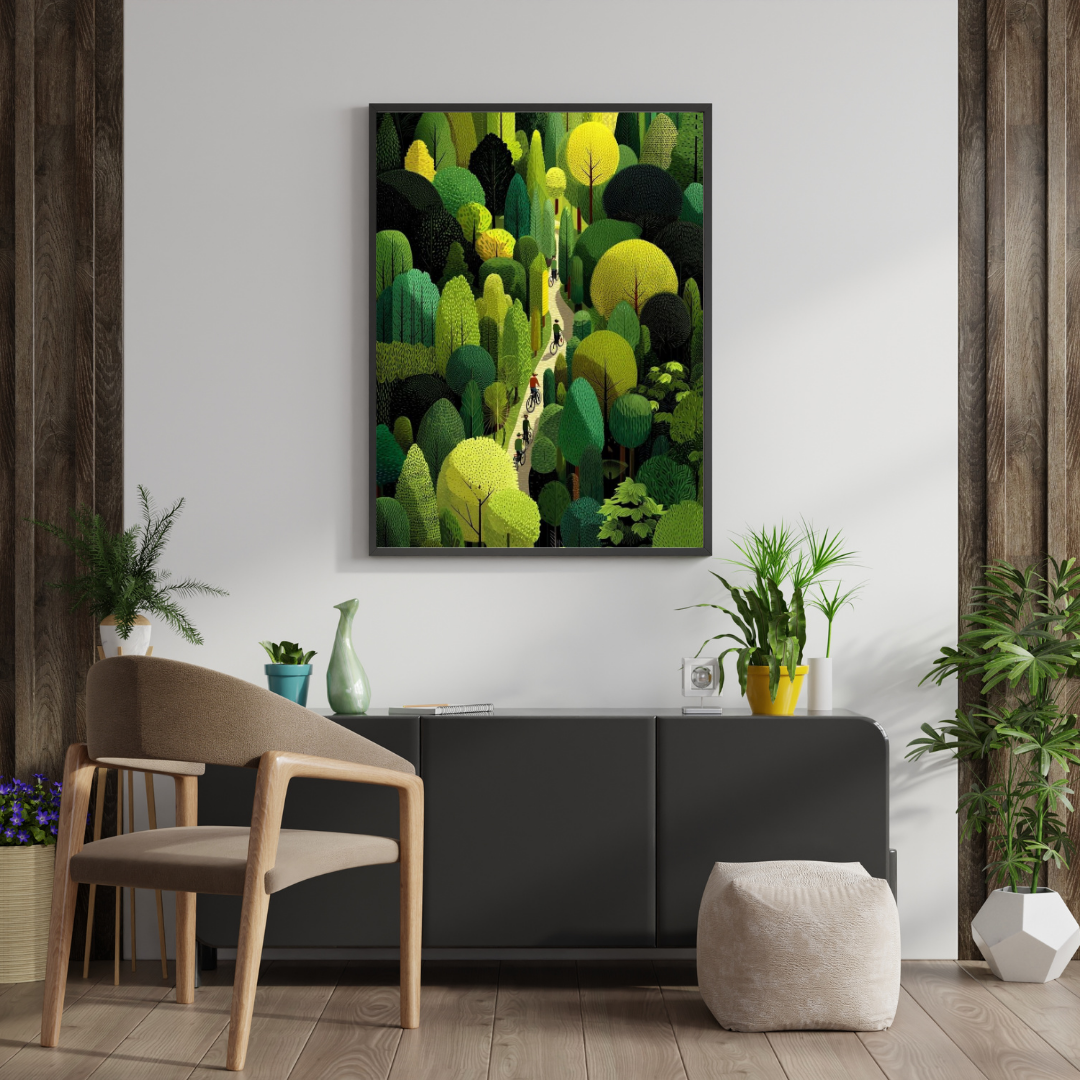 Verdant Passage Wall Poster | Lush Forest Journey Art Print by Chilekotha
