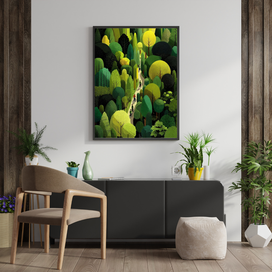 Verdant Passage Wall Poster | Lush Forest Journey Art Print by Chilekotha
