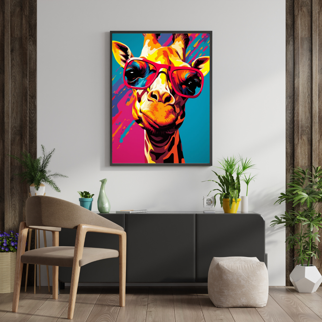 Cool Giraffe Pop Art Wall Poster – Bold Animal Art for Modern Spaces | Chilekotha