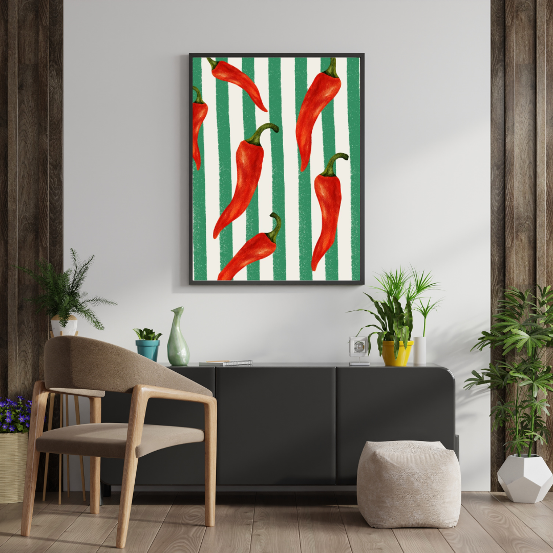Chilli Pop – Modern Kitchen Art Framed Poster | Chilekotha