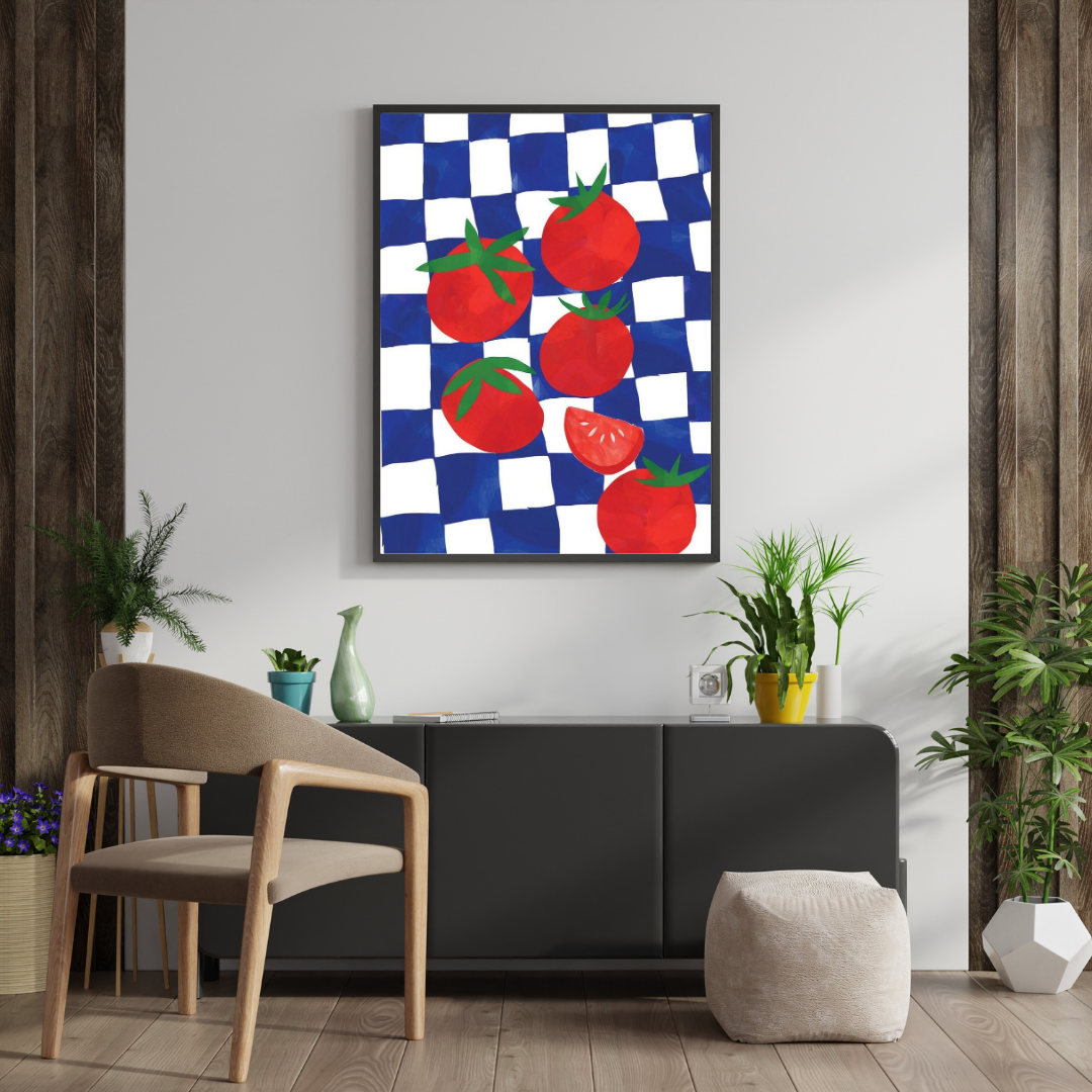 Tomato Check – Modern Kitchen Art Framed Poster | Chilekotha