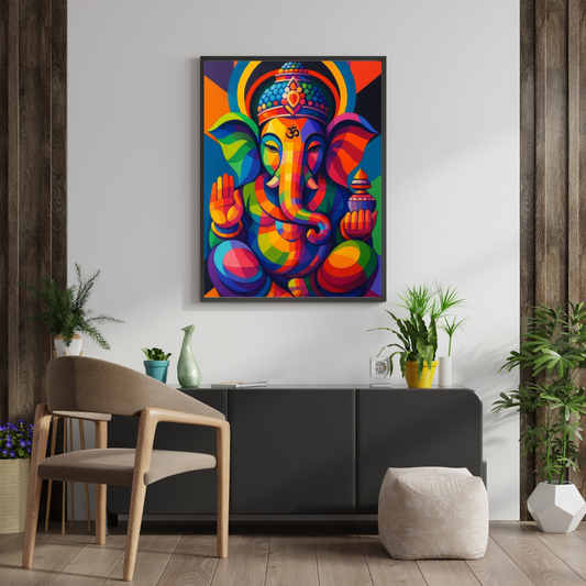 Divine Harmony Ganesha Wall Poster – Modern Spiritual Pop Art | Chilekotha