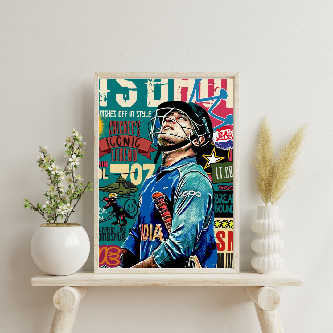 Cricket Icon Reimagined – Street Art Tribute Framed Poster