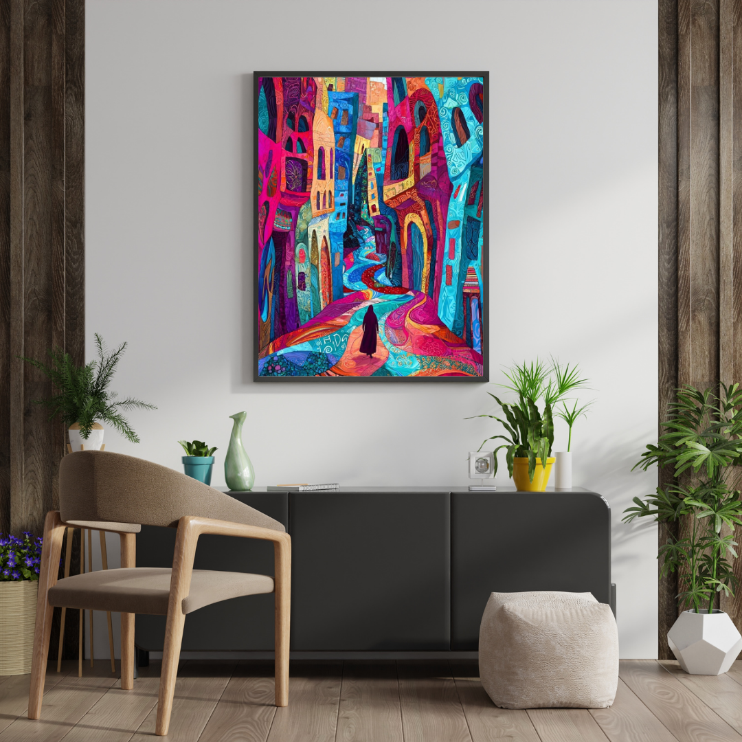 Chromatic Alley – Abstract Cityscape Framed Wall Poster | Chilekotha