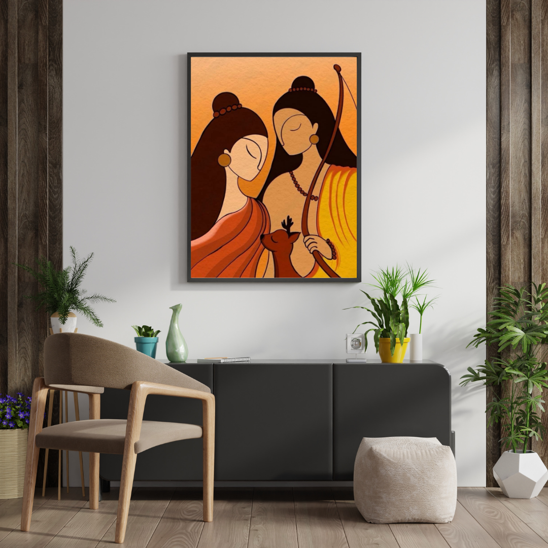 Sacred Togetherness – Ram Sita Minimalist Devotional Wall Poster | Chilekotha