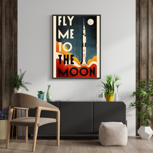 Fly Me to the Moon – Retro Space Exploration Wall Poster | Chilekotha