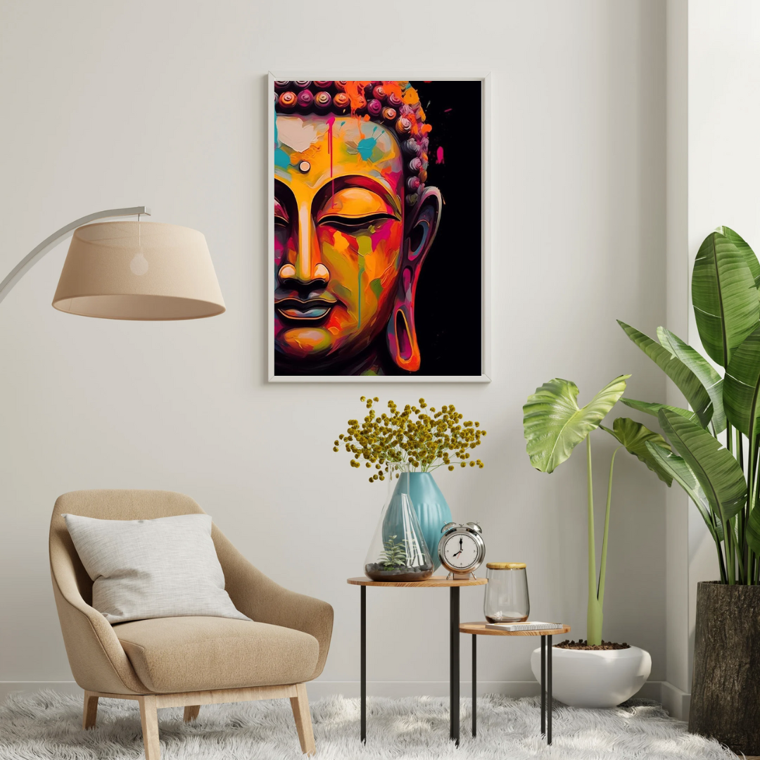 Awakened Serenity Wall Poster – Colorful Buddha Meditation Art | Chilekotha