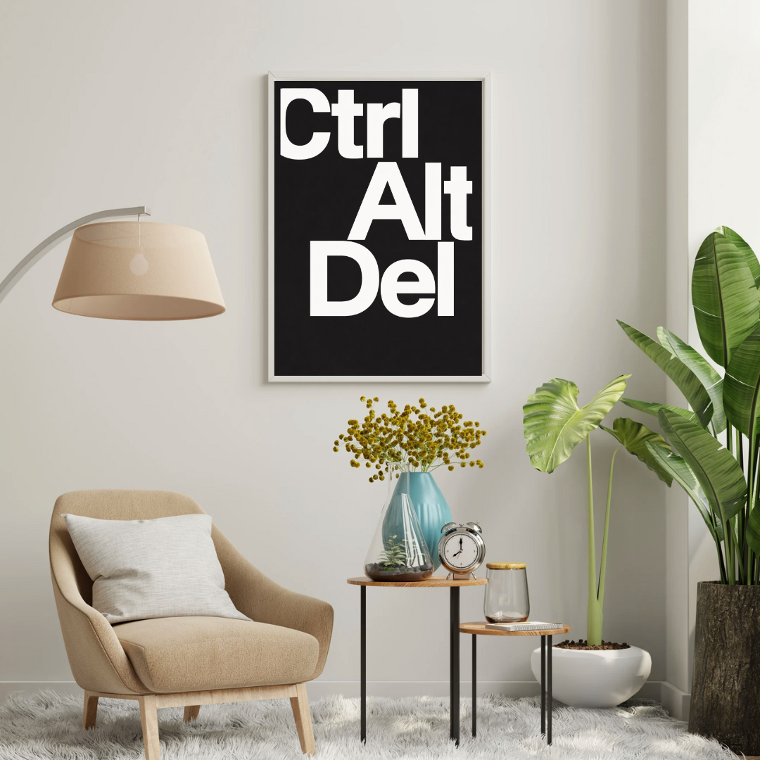 Ctrl Alt Del – Bold Typography Framed Poster | Chilekotha