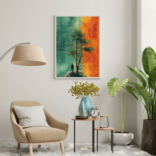 Between Silence & Fire – Contemporary Nature Art Framed Poster | Chilekotha